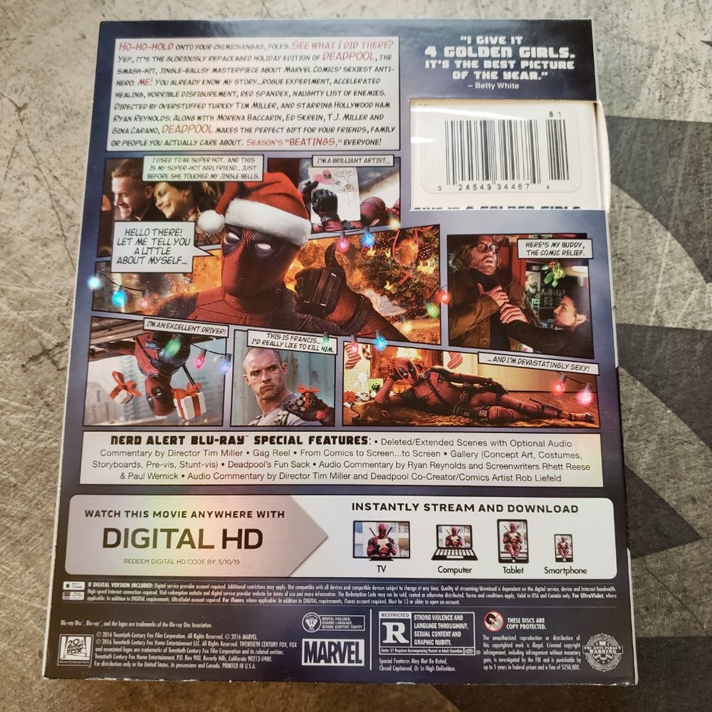 Deadpool (Blu‑ray + DVD + Digital Copy) – Factory Sealed, New - Picture 3 of 5